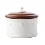 Berry & Thread Dog Treat Canister with Wooden Lid - Whitewash Measurements: 7.5\L x 7.5\W x 6.25\H

Made in: Portugal
Made of: Ceramic

Care & Use:

Dishwasher (avoid high heat), Freezer, Microwave and Oven Safe (up to 500 degrees). Avoid cleaners that contain citrus. For pieces that contain a non-ceramic component, such as the Soap Pumps or Tiered Server, we recommend hand-wash only.